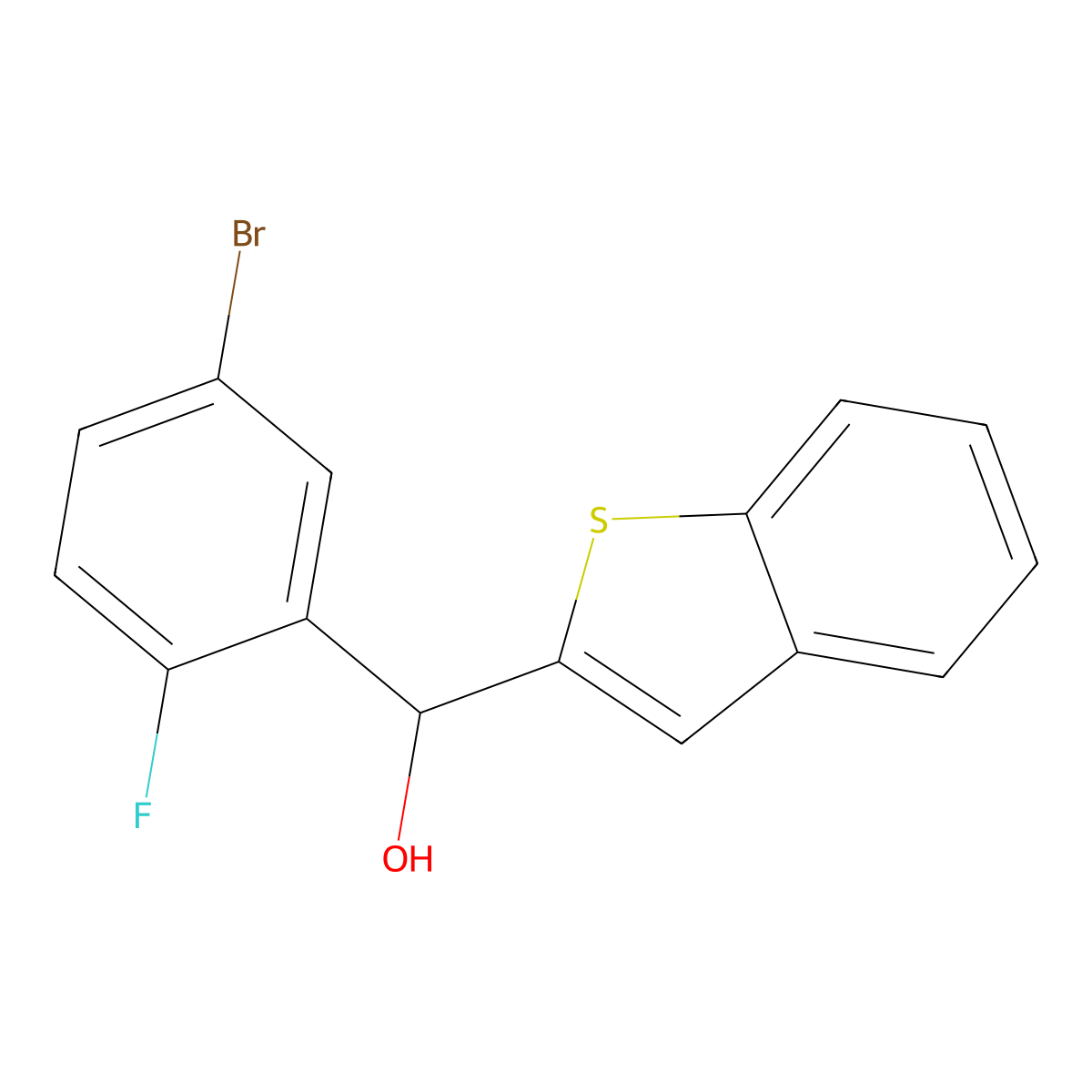 Benzo[b]thiophen-2-yl(5-bromo-2-fluorophenyl)methanol molecular structure, CAS 1034305-11-7