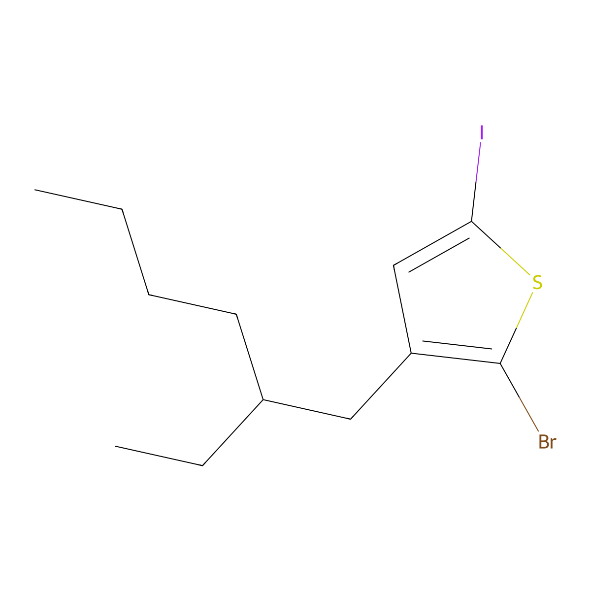 2-Bromo-3-(2-ethylhexyl)-5-iodothiophene molecular structure, CAS 1034352-30-1