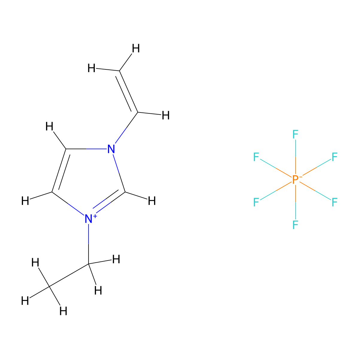 1-Vinyl-3-Ethylimidazolium Hexafluorophosphate molecular structure, CAS 1034364-43-6