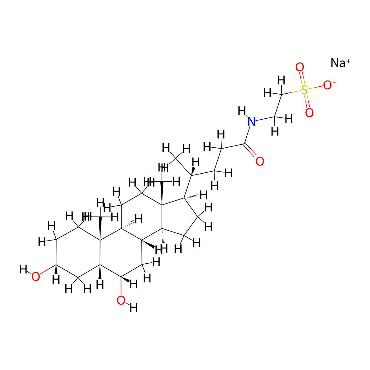 Sodium taurohyodeoxycholate molecular structure, CAS 1034528-00-1