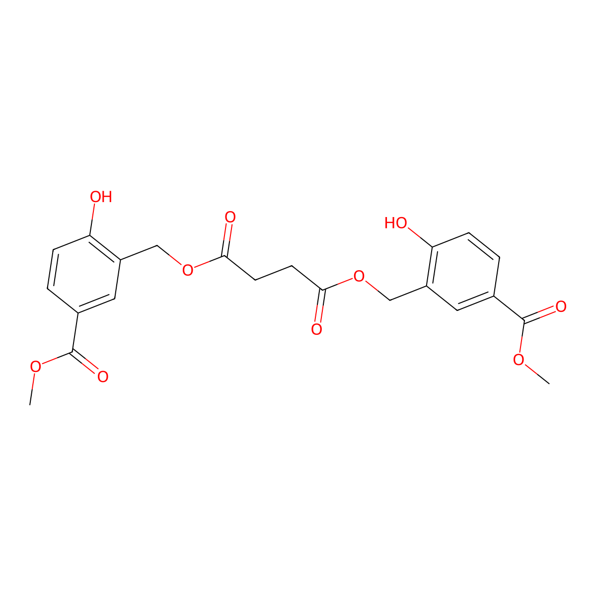 Bis((2-hydroxy-5-methoxycarbonylphenyl)methyl) butanedioate molecular structure, CAS 103456-50-4