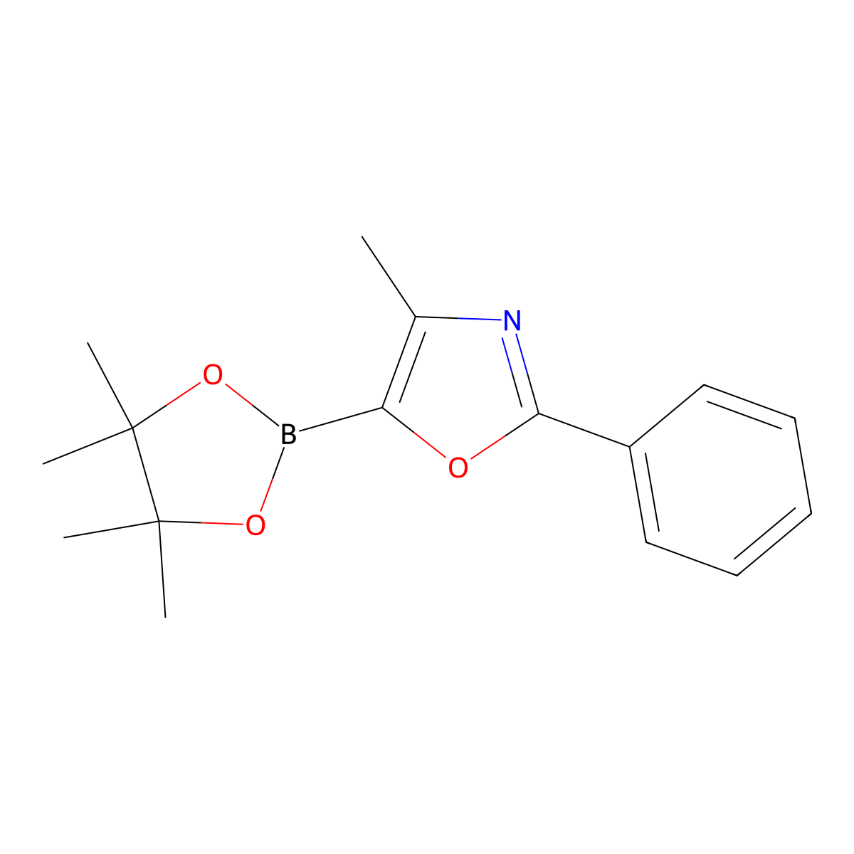 4-Methyl-2-phenyl-5-(4,4,5,5-tetramethyl-1,3,2-dioxaborolan-2-yl)-1,3-oxazole molecular structure, CAS 1034566-03-4