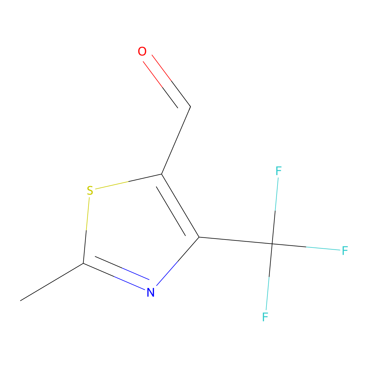 2-Methyl-4-(trifluoromethyl)-1,3-thiazole-5-carbaldehyde molecular structure, CAS 1034566-13-6