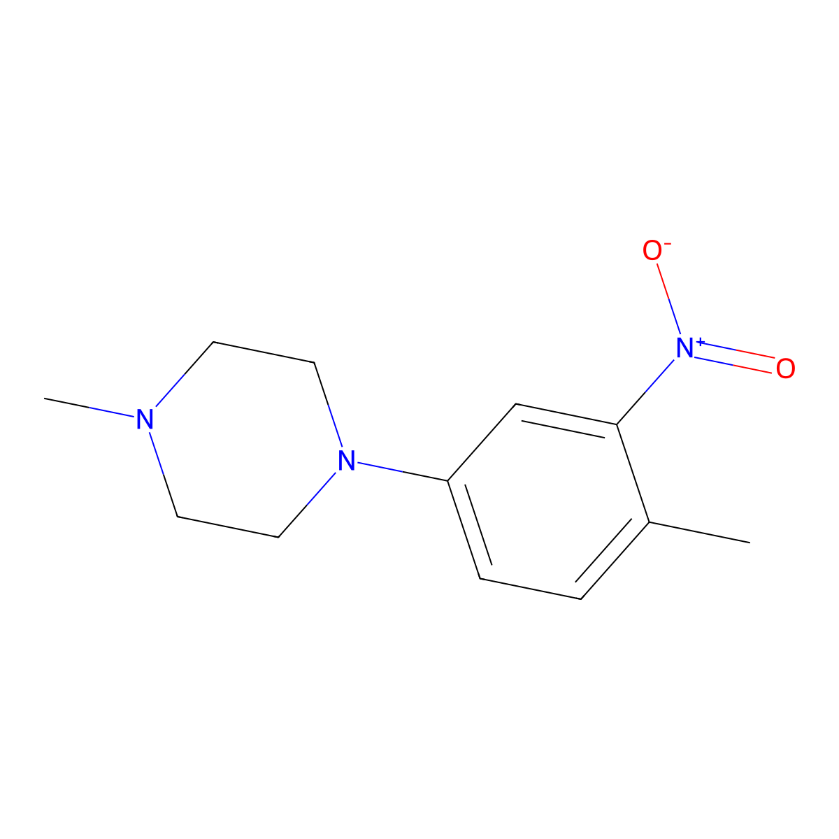 1-Methyl-4-(4-methyl-3-nitrophenyl)piperazine molecular structure, CAS 1034617-94-1