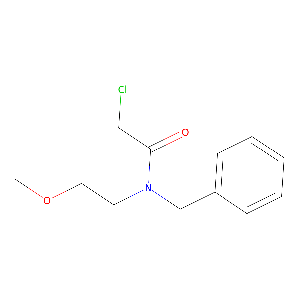 N-benzyl-2-chloro-N-(2-methoxyethyl)acetamide molecular structure, CAS 103463-05-4