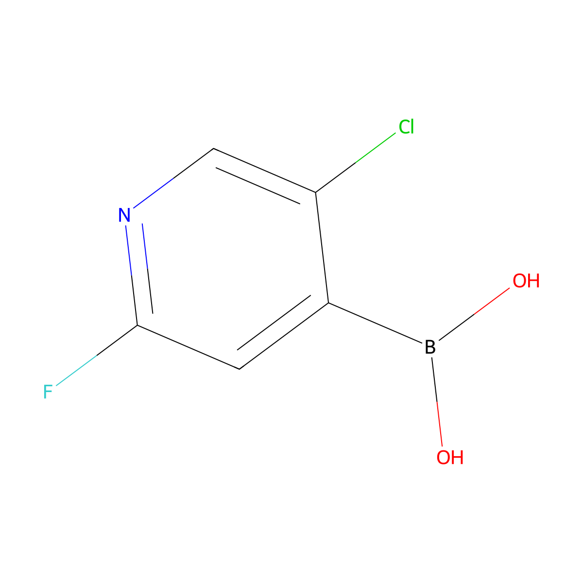 (5-Chloro-2-fluoropyridin-4-yl)boronic acid molecular structure, CAS 1034659-38-5