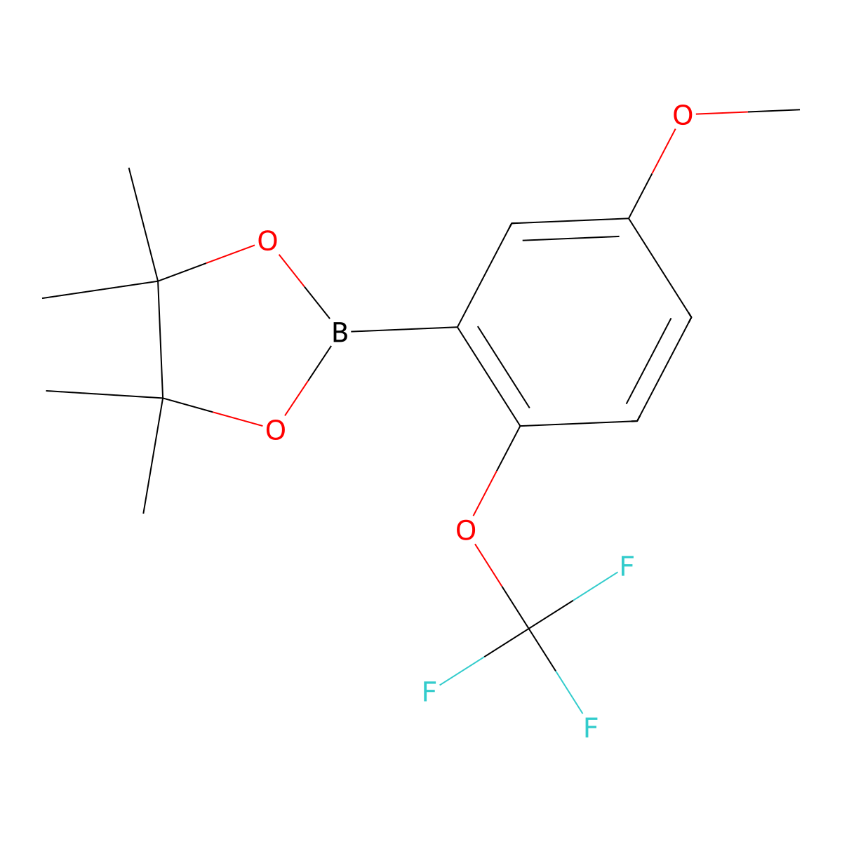 2-(5-Methoxy-2-(trifluoromethoxy)phenyl)-4,4,5,5-tetramethyl-1,3,2-dioxaborolane molecular structure, CAS 1034669-93-6