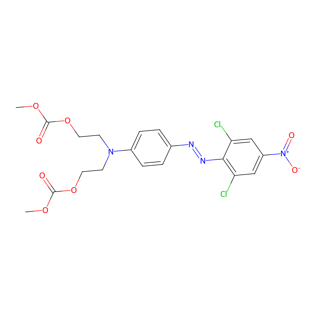 2,8,10-Trioxa-5-azaundecanoic acid, 5-(4-(2-(2,6-dichloro-4-nitrophenyl)diazenyl)phenyl)-9-oxo-, methyl ester molecular structure, CAS 10347-09-8