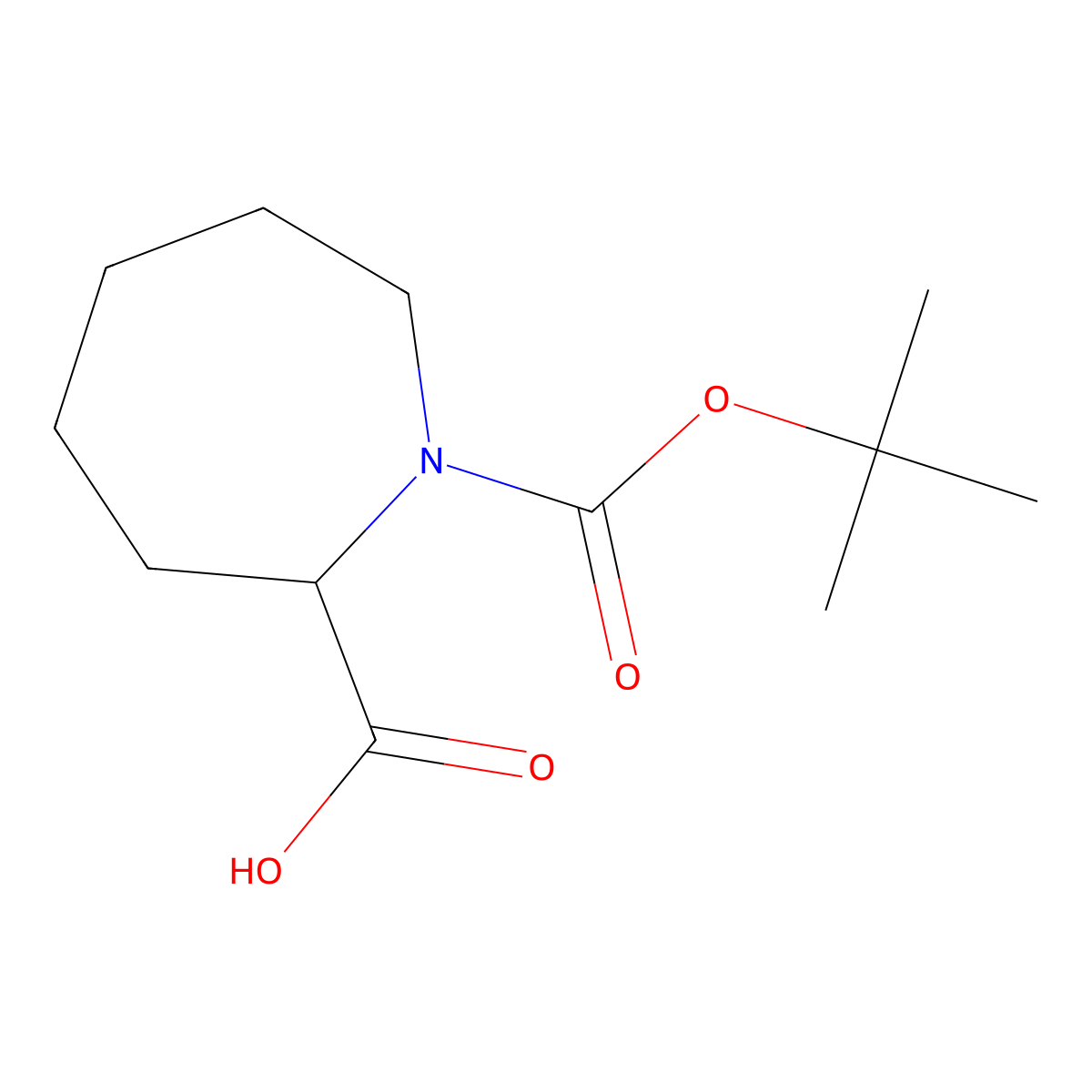 1-[(Tert-butoxy)carbonyl]azepane-2-carboxylic acid molecular structure, CAS 1034708-26-3