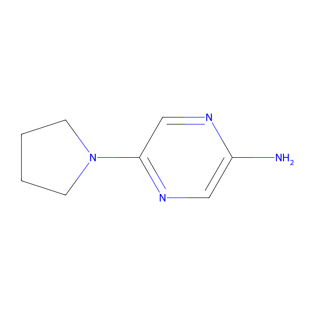5-(Pyrrolidin-1-yl)pyrazin-2-amine molecular structure, CAS 1034711-12-0