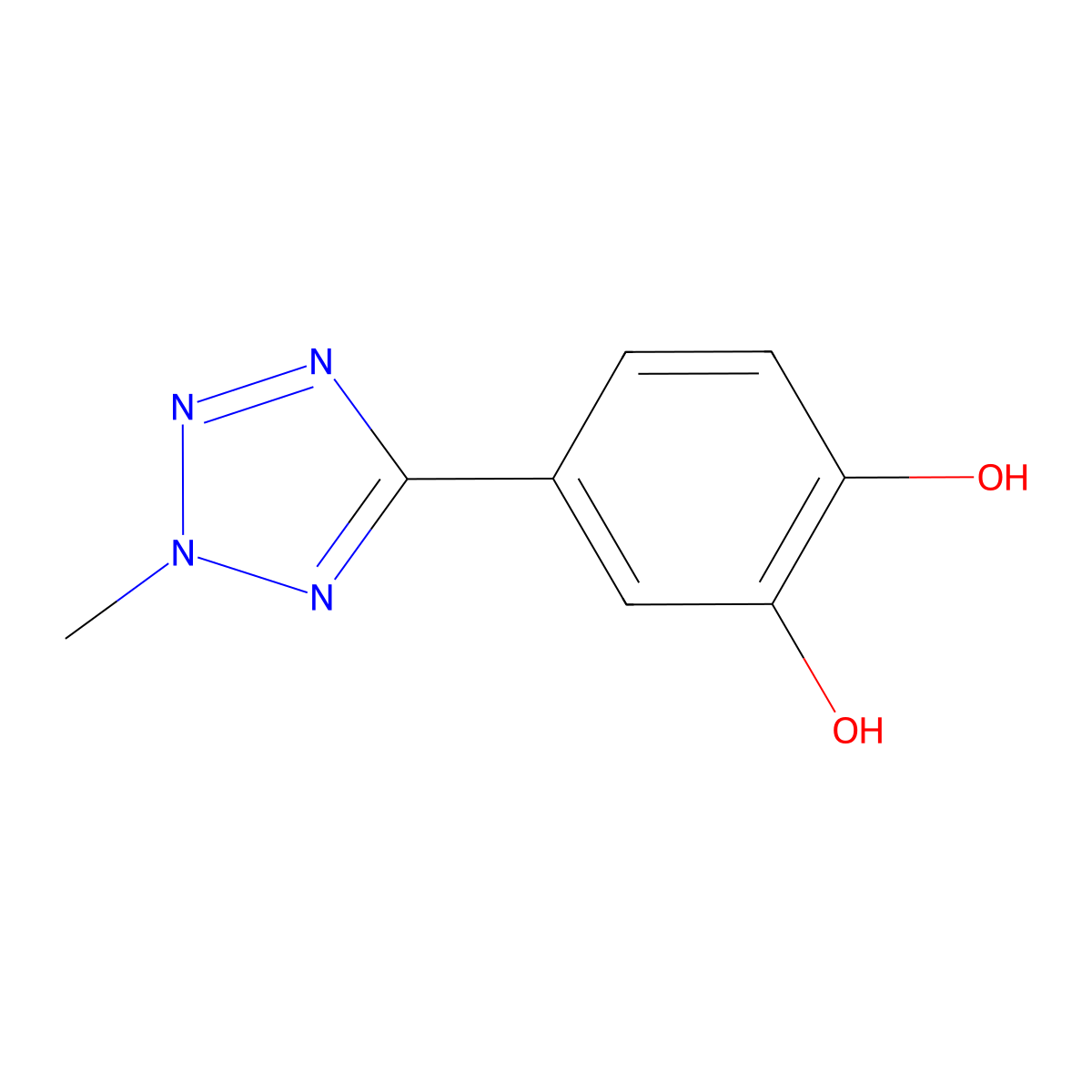 4-(2-Methyl-2H-tetrazol-5-yl)-1,2-benzenediol molecular structure, CAS 1034734-65-0
