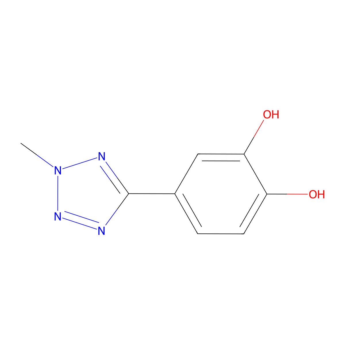 4-(2-Methyl-2H-tetrazol-5-yl)-1,2-benzenediol molecular structure, CAS 1034734-65-0