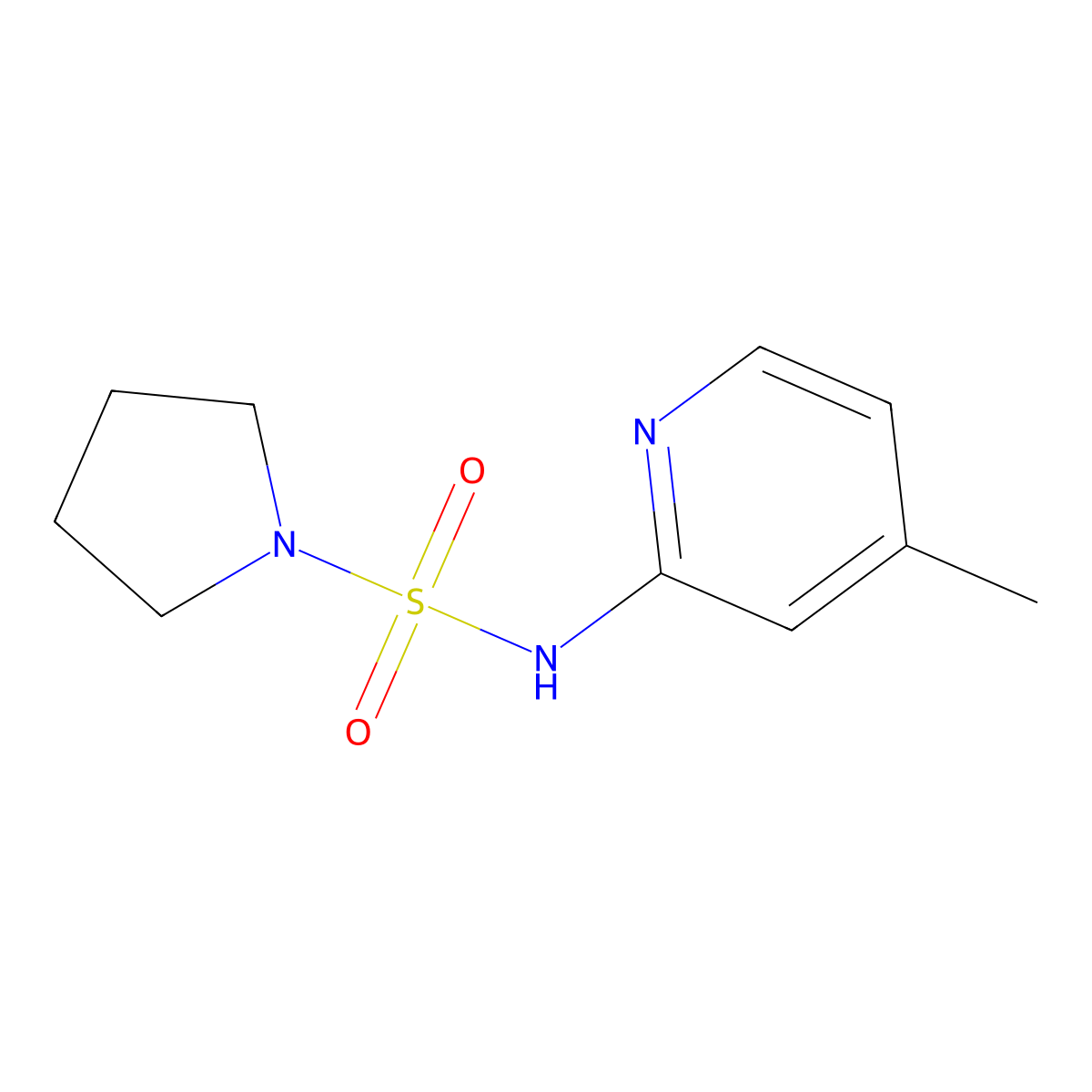 N-(4-methyl-2-pyridinyl)-1-pyrrolidinesulfonamide molecular structure, CAS 1034735-04-0