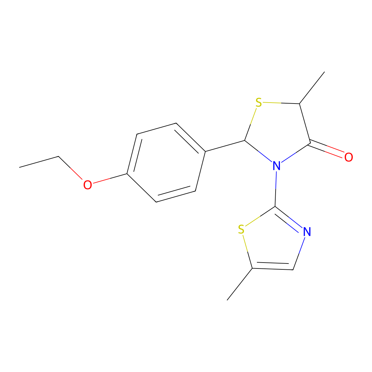2-(4-Ethoxyphenyl)-5-methyl-3-(5-methyl-1,3-thiazol-2-yl)-1,3-thiazolidin-4-one molecular structure, CAS 1034735-88-0
