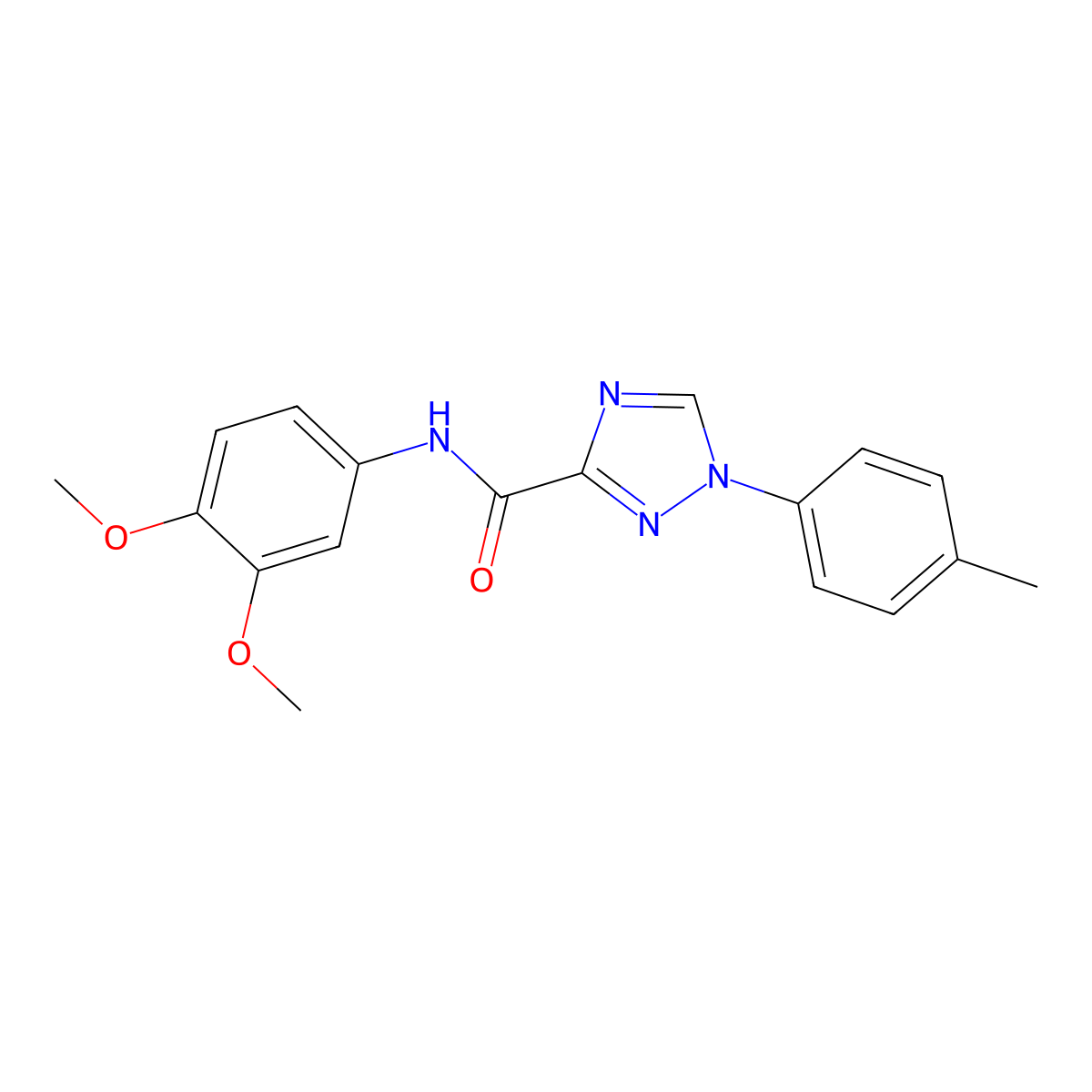 N-(3,4-dimethoxyphenyl)-1-(4-methylphenyl)-1H-1,2,4-triazole-3-carboxamide molecular structure, CAS 1034736-40-7