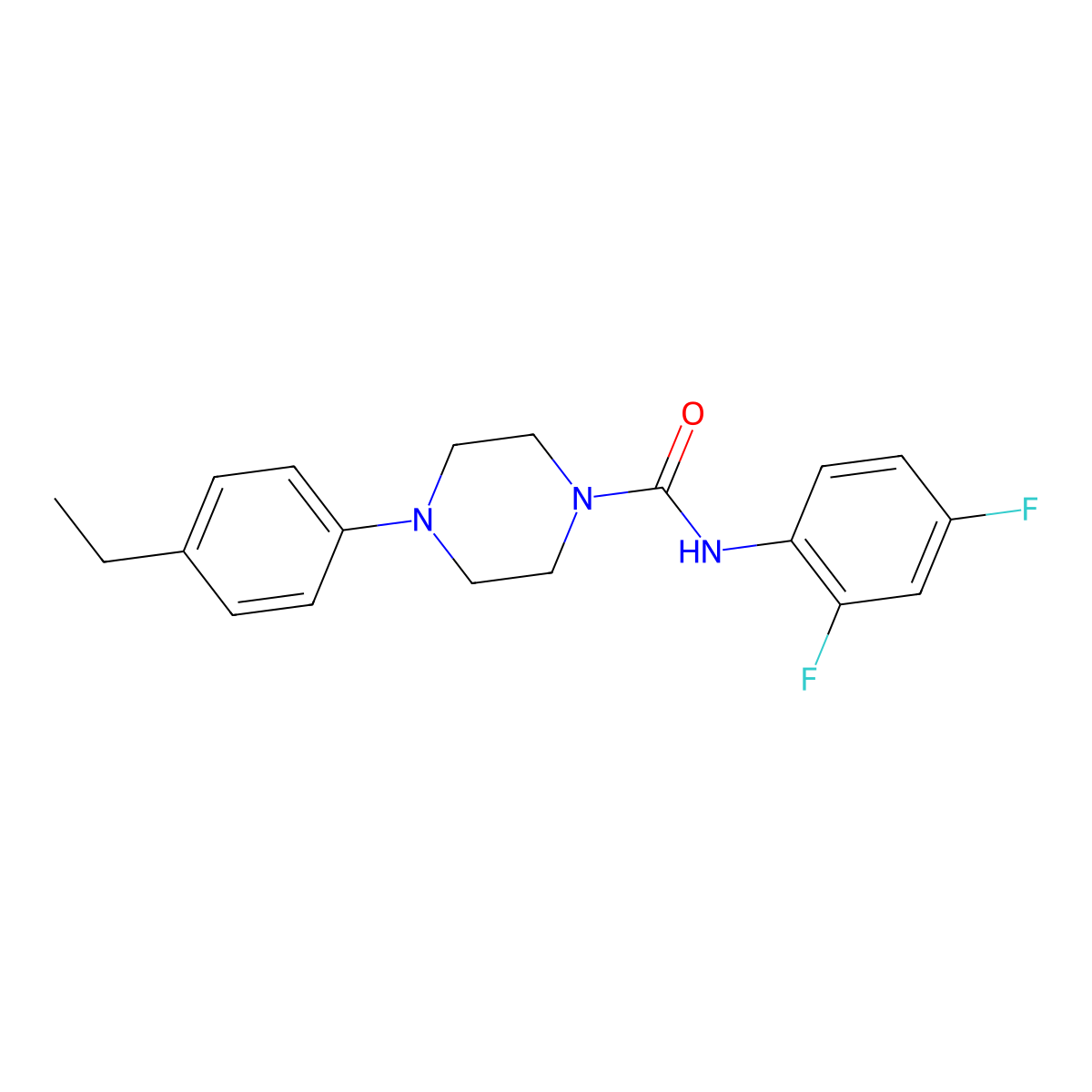 N-(2,4-difluorophenyl)-4-(4-ethylphenyl)-1-piperazinecarboxamide molecular structure, CAS 1034737-02-4