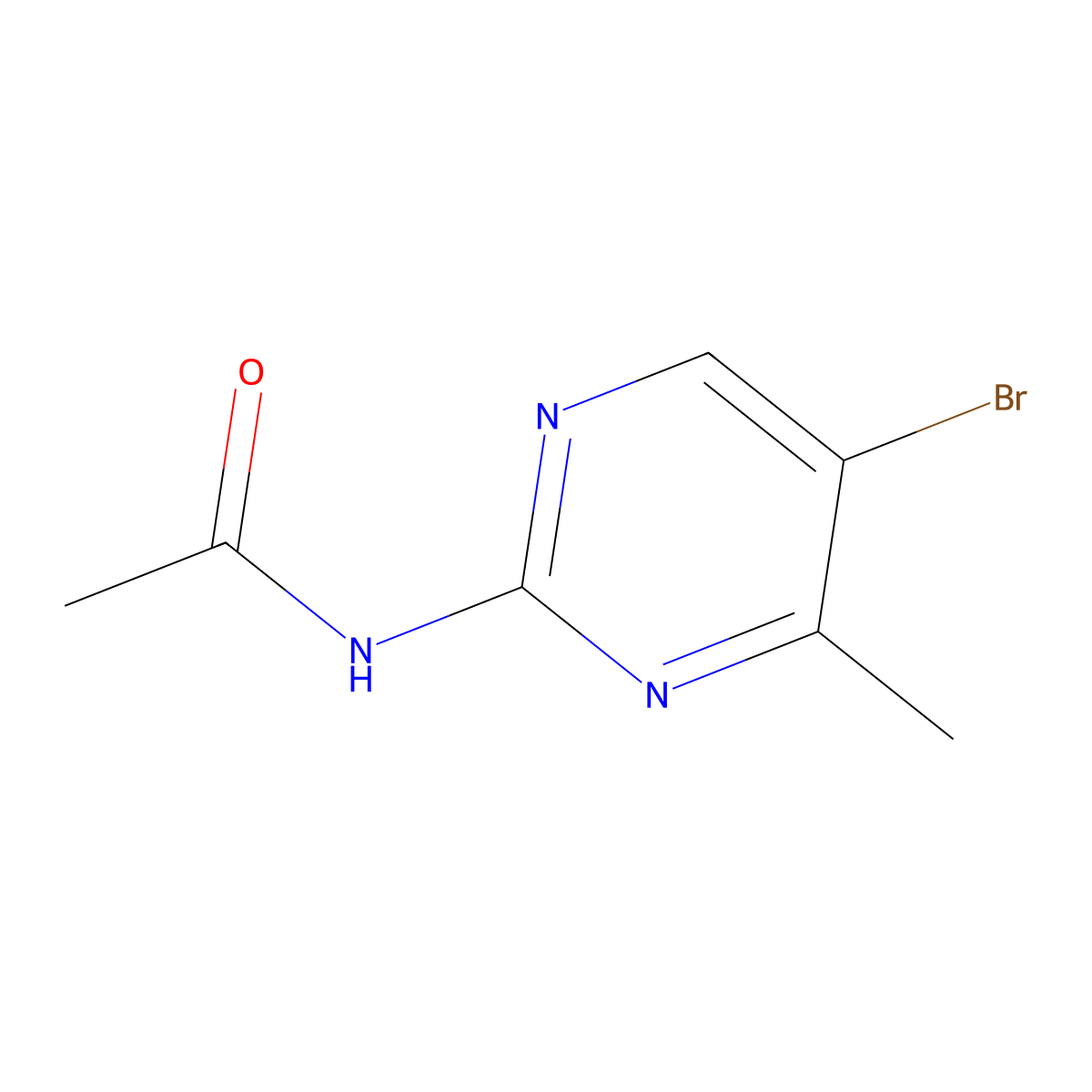 N-(5-bromo-4-methylpyrimidin-2-yl)acetamide molecular structure, CAS 1034737-20-6