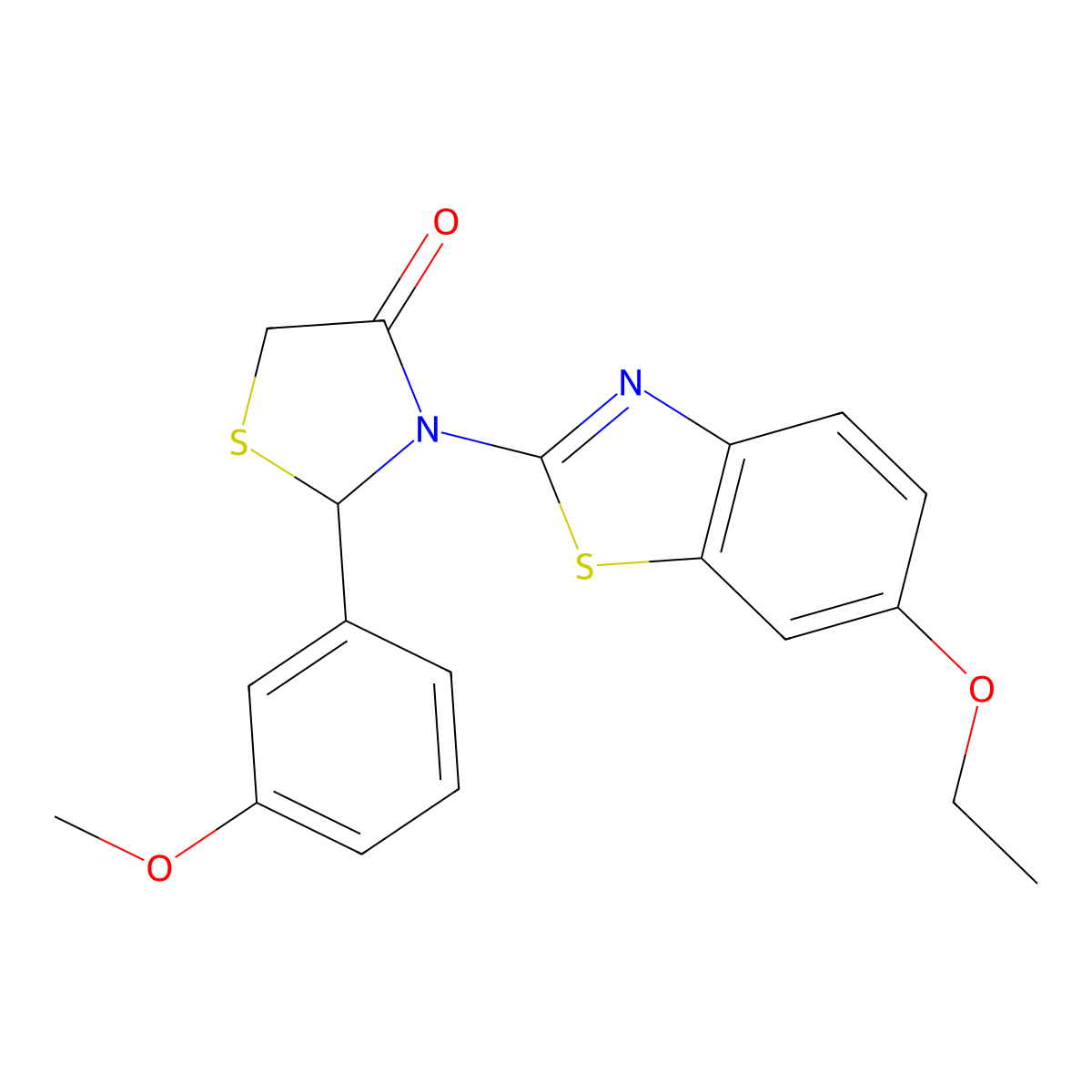 3-(6-Ethoxy-1,3-benzothiazol-2-yl)-2-(3-methoxyphenyl)-1,3-thiazolidin-4-one molecular structure, CAS 1034737-39-7