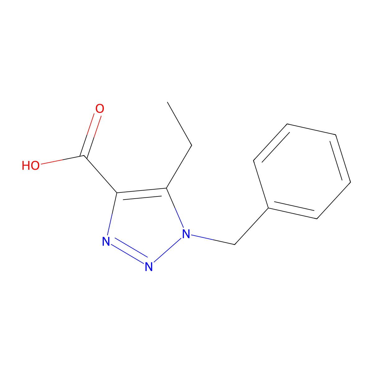 1-benzyl-5-ethyl-1H-1,2,3-triazole-4-carboxylic acid molecular structure, CAS 1034738-39-0