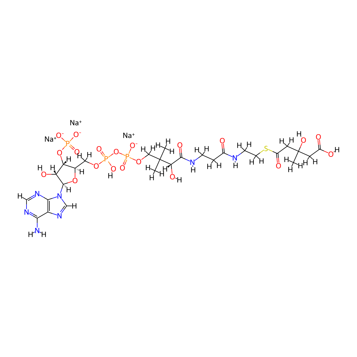 D,L-3-Hydroxy-3-methylglutaryl Coenzyme A trisodium salt molecular structure, CAS 103476-21-7