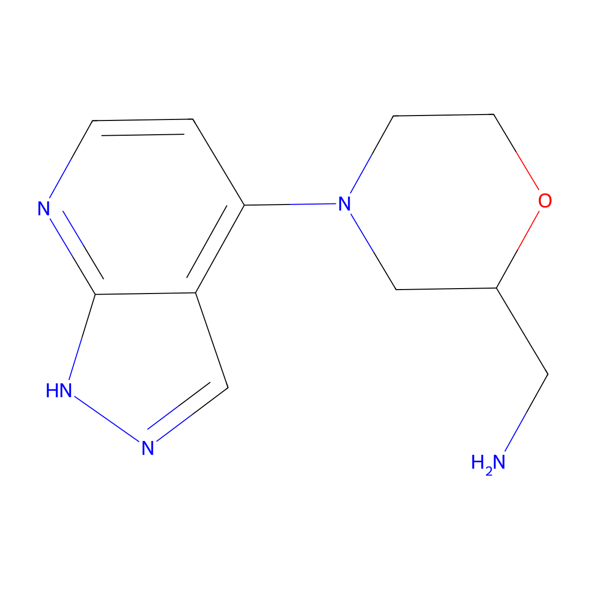 (4-(1H-Pyrazolo[3,4-b]pyridin-4-yl)morpholin-2-yl)methanamine molecular structure, CAS 1034769-58-8