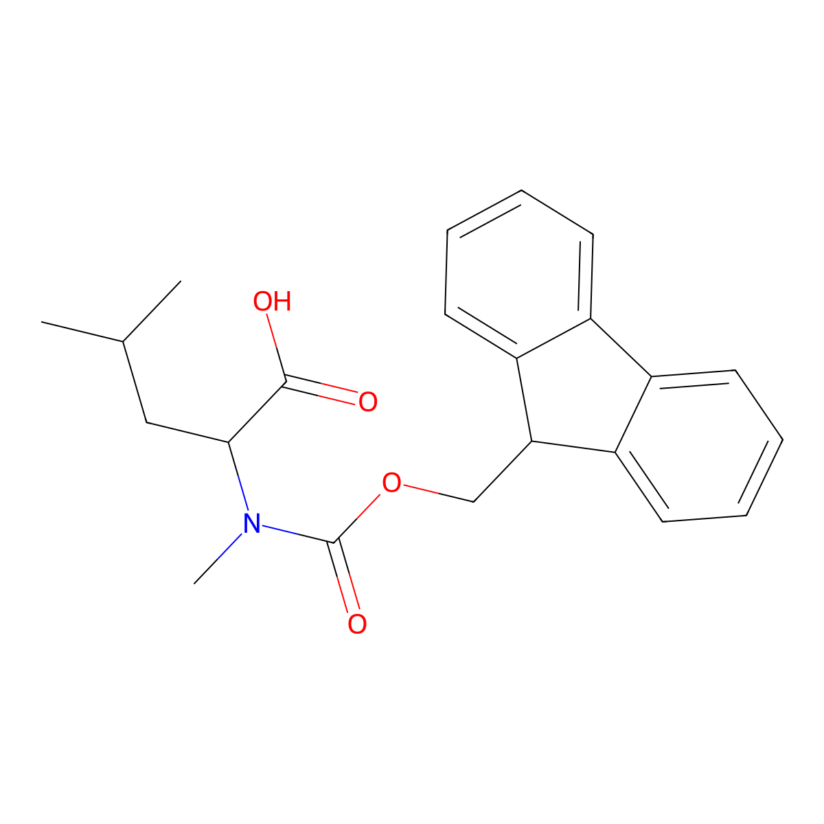 (2S)-2-({[(9H-fluoren-9-yl)methoxy]carbonyl}(methyl)amino)-4-methylpentanoic acid molecular structure, CAS 103478-62-2