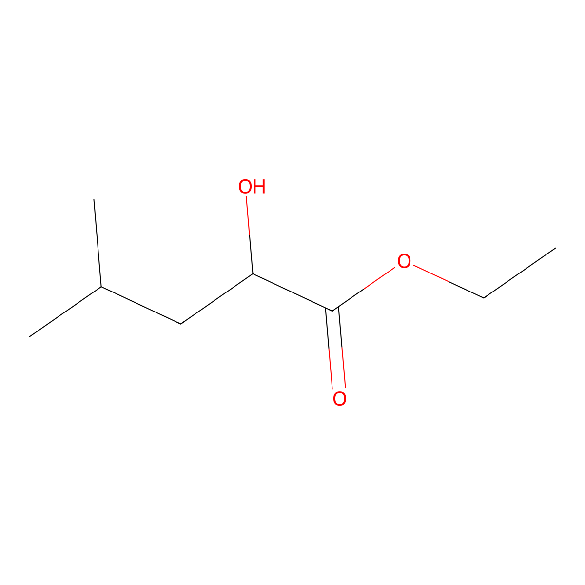 Ethyl 2-hydroxy-4-methylpentanoate molecular structure, CAS 10348-47-7