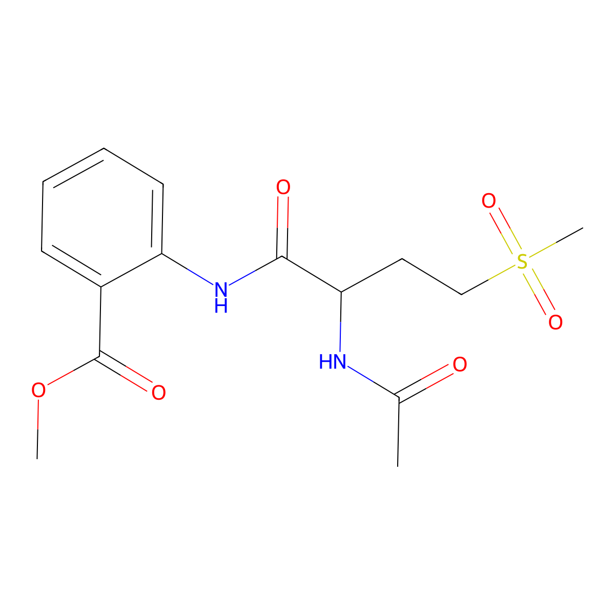 Methyl 2-{[2-(acetylamino)-4-(methylsulfonyl)butanoyl]amino}benzoate molecular structure, CAS 1034806-51-3