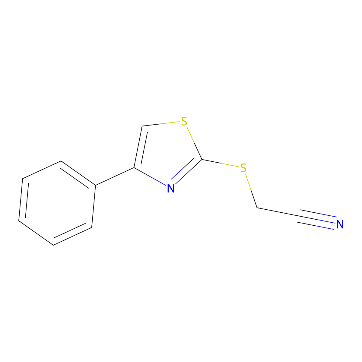 2-[(4-Phenyl-1,3-thiazol-2-yl)sulfanyl]acetonitrile molecular structure, CAS 103483-15-4