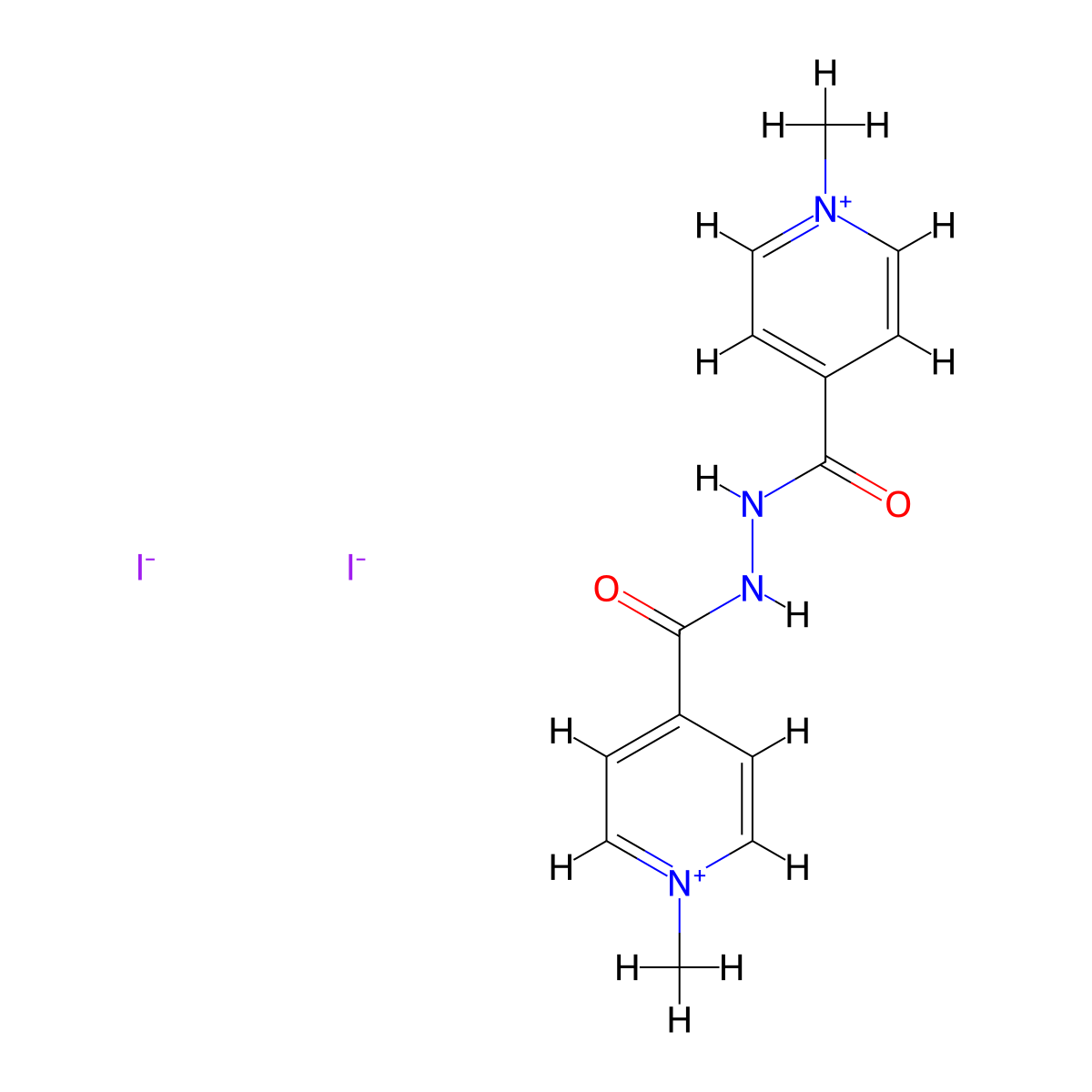 1-methyl-4-[N'-(1-methylpyridin-1-ium-4-carbonyl)hydrazinecarbonyl]pyridin-1-ium diiodide molecular structure, CAS 103483-55-2