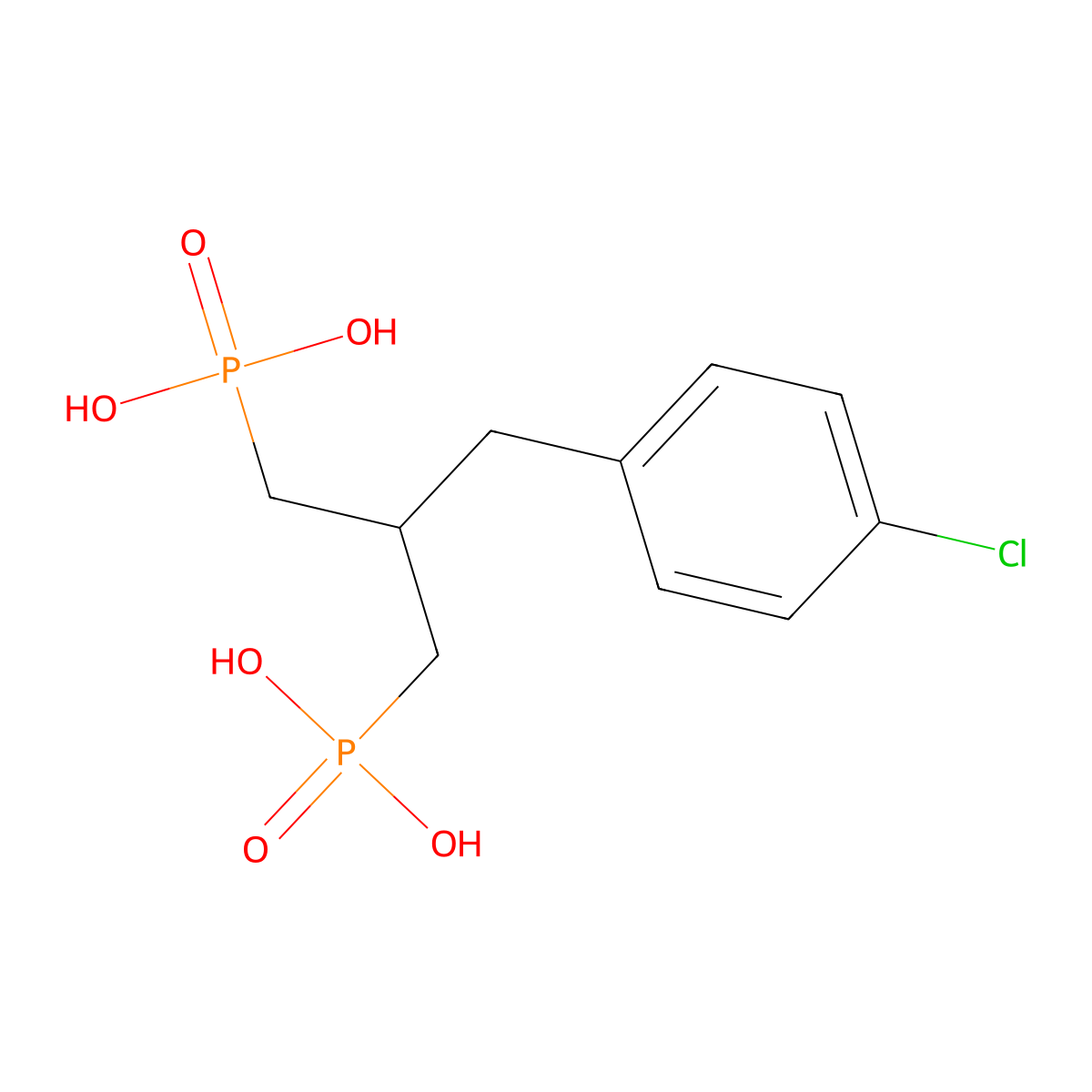 (2-(4-Chlorobenzyl)propane-1,3-diyl)diphosphonic acid molecular structure, CAS 103486-14-2