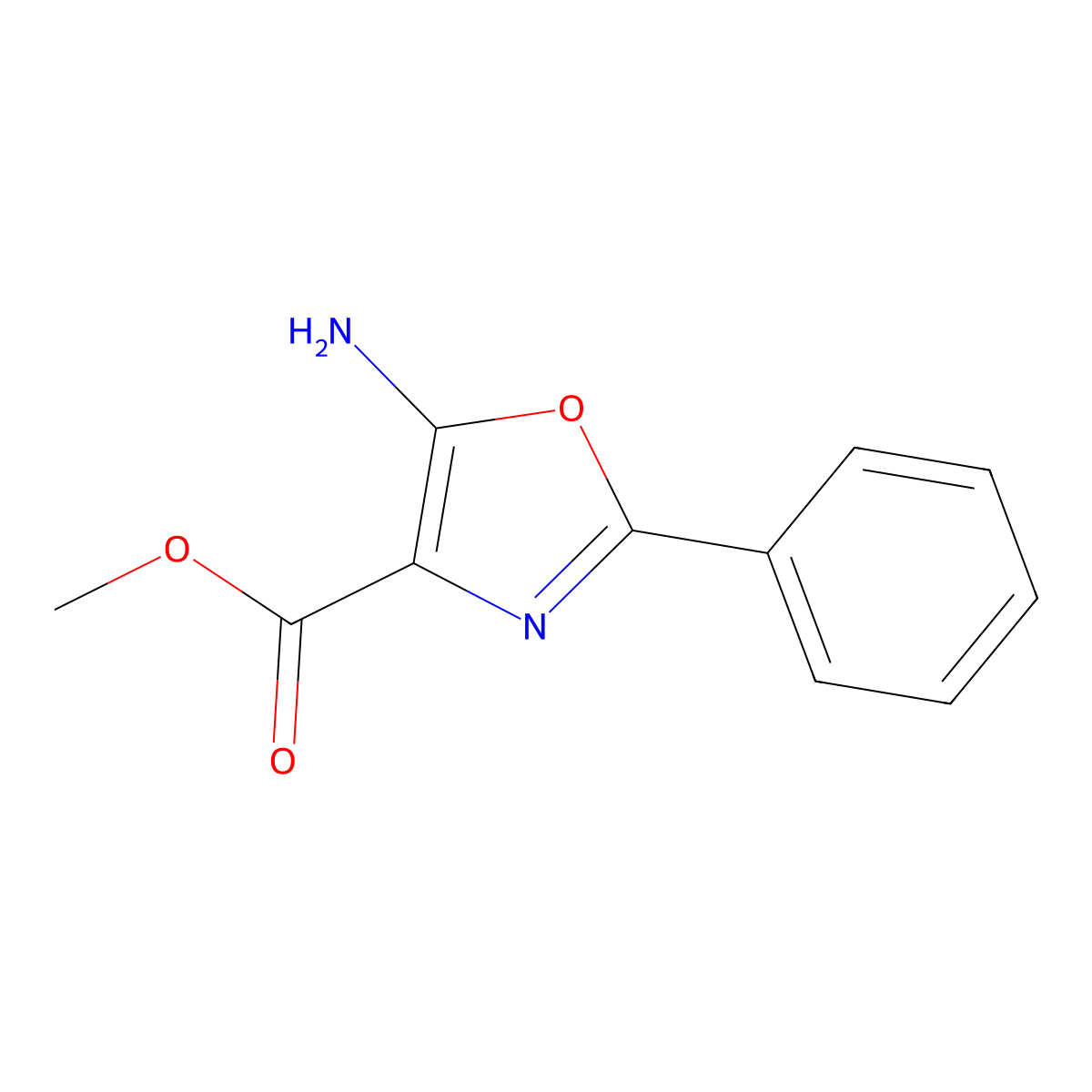 Methyl 5-amino-2-phenyl-1,3-oxazole-4-carboxylate molecular structure, CAS 1034889-77-4