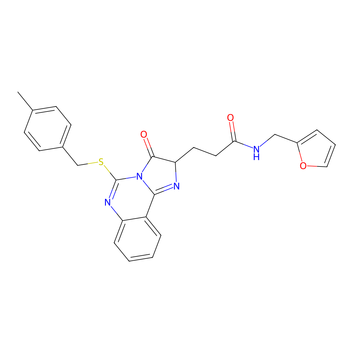 N-[(furan-2-yl)methyl]-3-(5-{[(4-methylphenyl)methyl]sulfanyl}-3-oxo-2H,3H-imidazo[1,2-c]quinazolin-2-yl)propanamide molecular structure, CAS 1034909-86-8