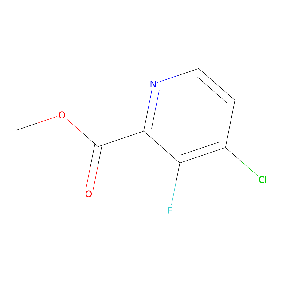 Methyl 4-chloro-3-fluoropicolinate molecular structure, CAS 1034921-05-5