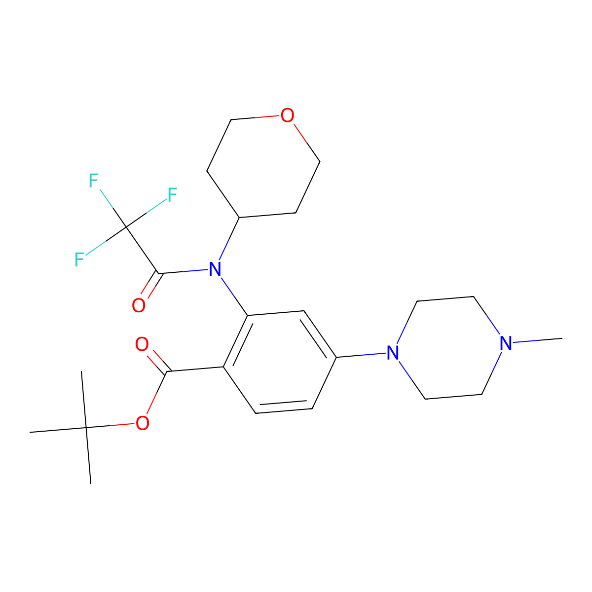 Tert-butyl 4-(4-methylpiperazin-1-yl)-2-(oxan-4-yl-(2,2,2-trifluoroacetyl)amino)benzoate molecular structure, CAS 1034975-53-5
