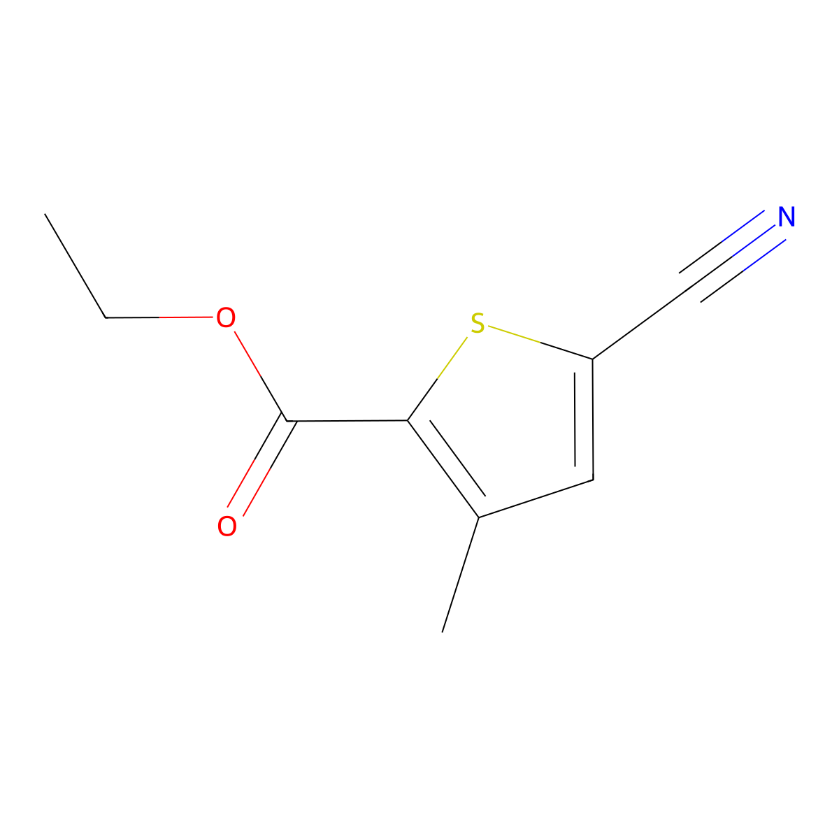 Ethyl 5-cyano-3-methylthiophene-2-carboxylate molecular structure, CAS 1034981-21-9
