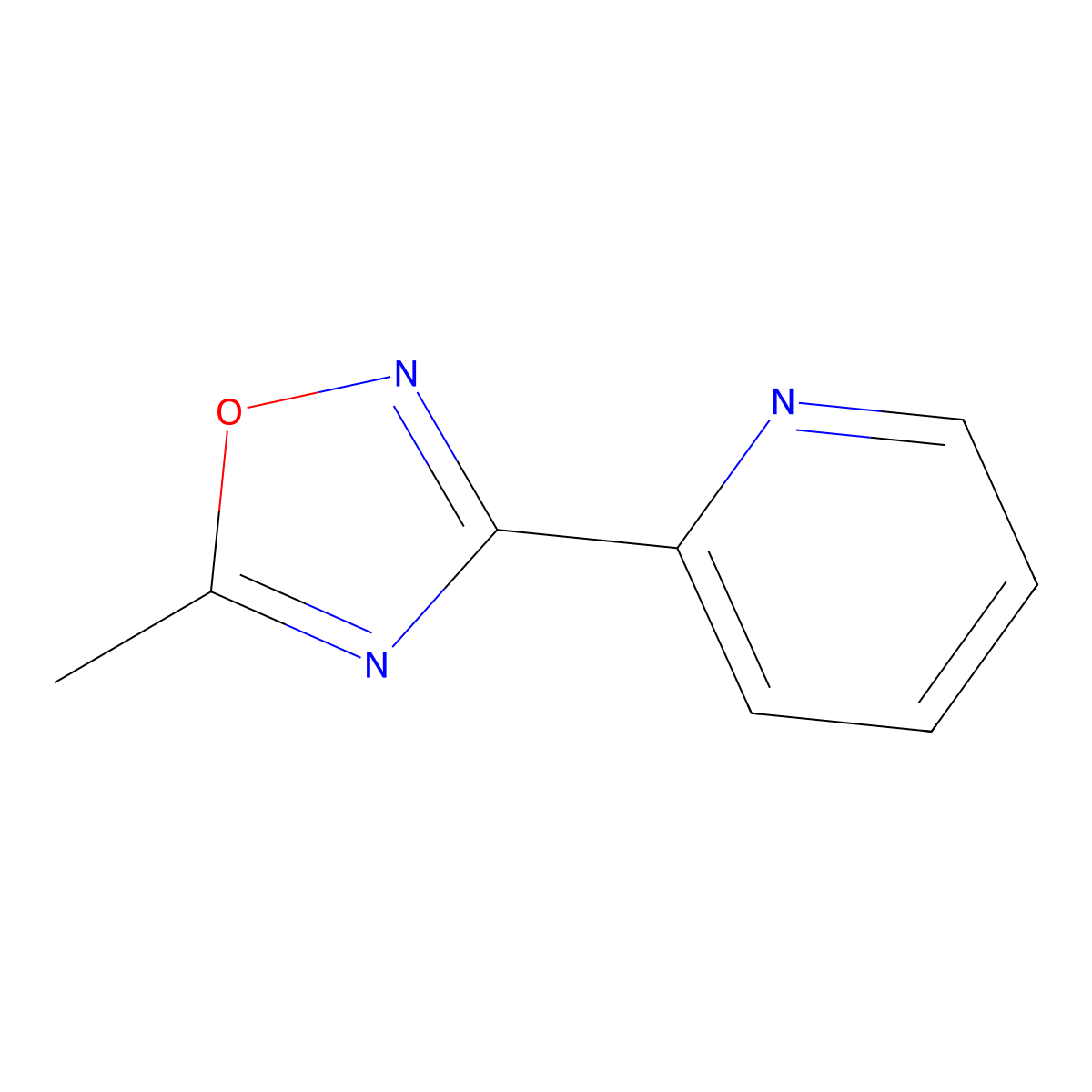 5-Methyl-3-(pyridin-2-yl)-1,2,4-oxadiazole molecular structure, CAS 10350-68-2