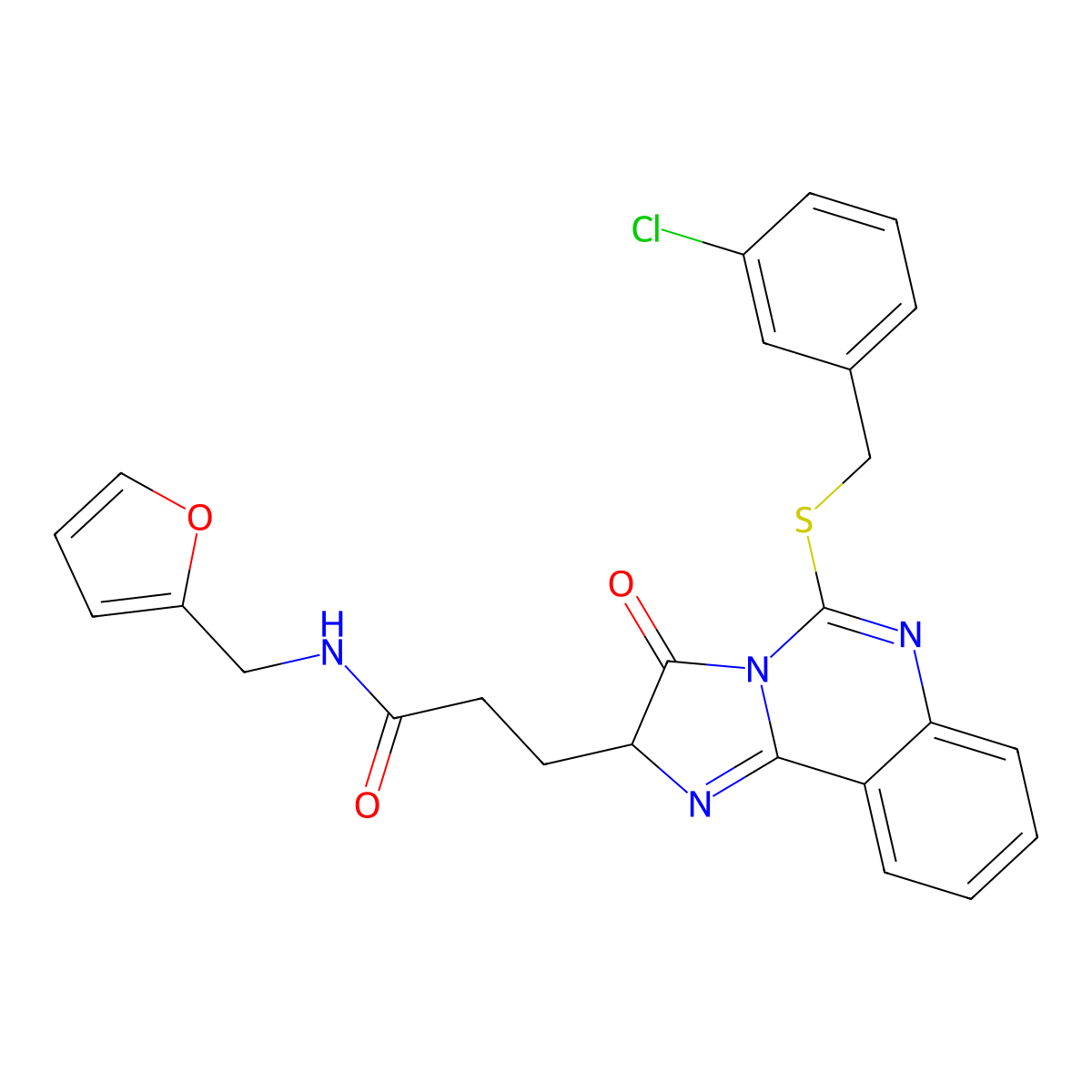 3-(5-{[(3-chlorophenyl)methyl]sulfanyl}-3-oxo-2H,3H-imidazo[1,2-c]quinazolin-2-yl)-N-[(furan-2-yl)methyl]propanamide molecular structure, CAS 1035035-98-3