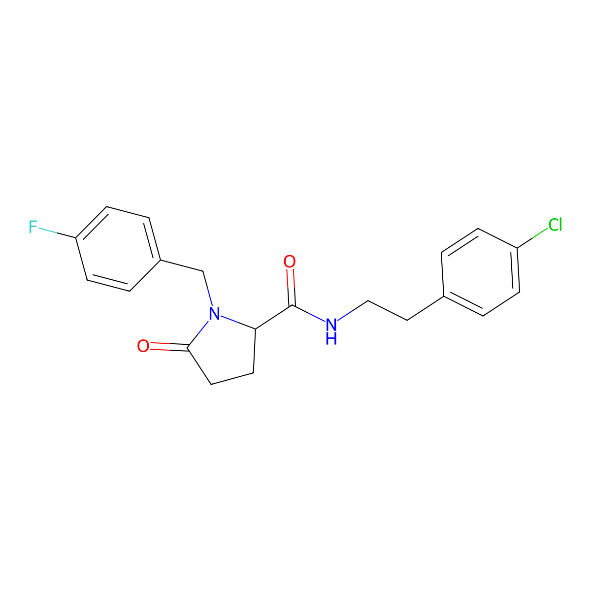 N-[2-(4-chlorophenyl)ethyl]-1-[(4-fluorophenyl)methyl]-5-oxopyrrolidine-2-carboxamide molecular structure, CAS 1035068-06-4