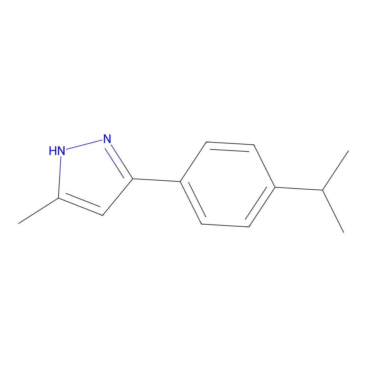 5-Methyl-3-[4-(propan-2-yl)phenyl]-1H-pyrazole molecular structure, CAS 1035092-07-9