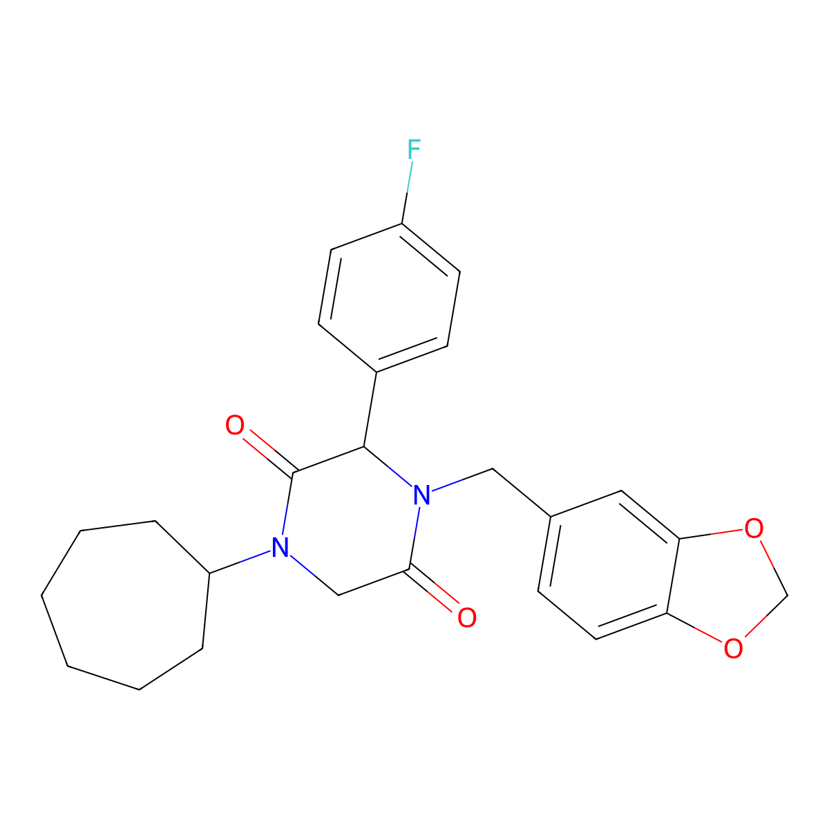 4-[(2H-1,3-Benzodioxol-5-YL)methyl]-1-cycloheptyl-3-(4-fluorophenyl)piperazine-2,5-dione molecular structure, CAS 1035092-08-0