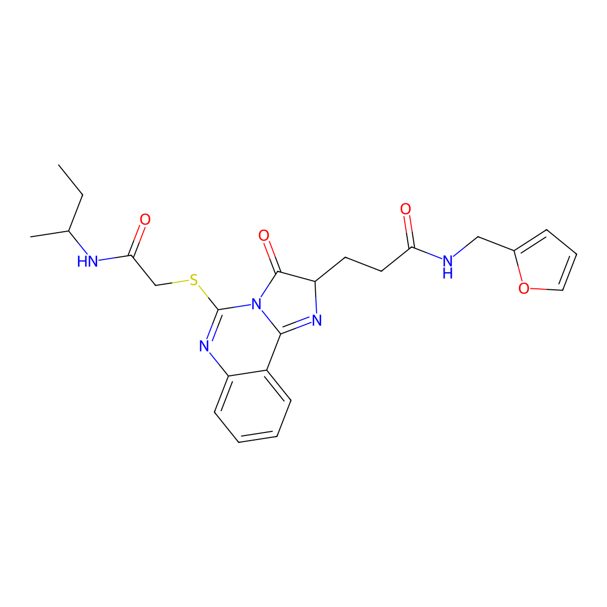 3-[5-({[(butan-2-yl)carbamoyl]methyl}sulfanyl)-3-oxo-2H,3H-imidazo[1,2-c]quinazolin-2-yl]-N-[(furan-2-yl)methyl]propanamide molecular structure, CAS 1035097-14-3