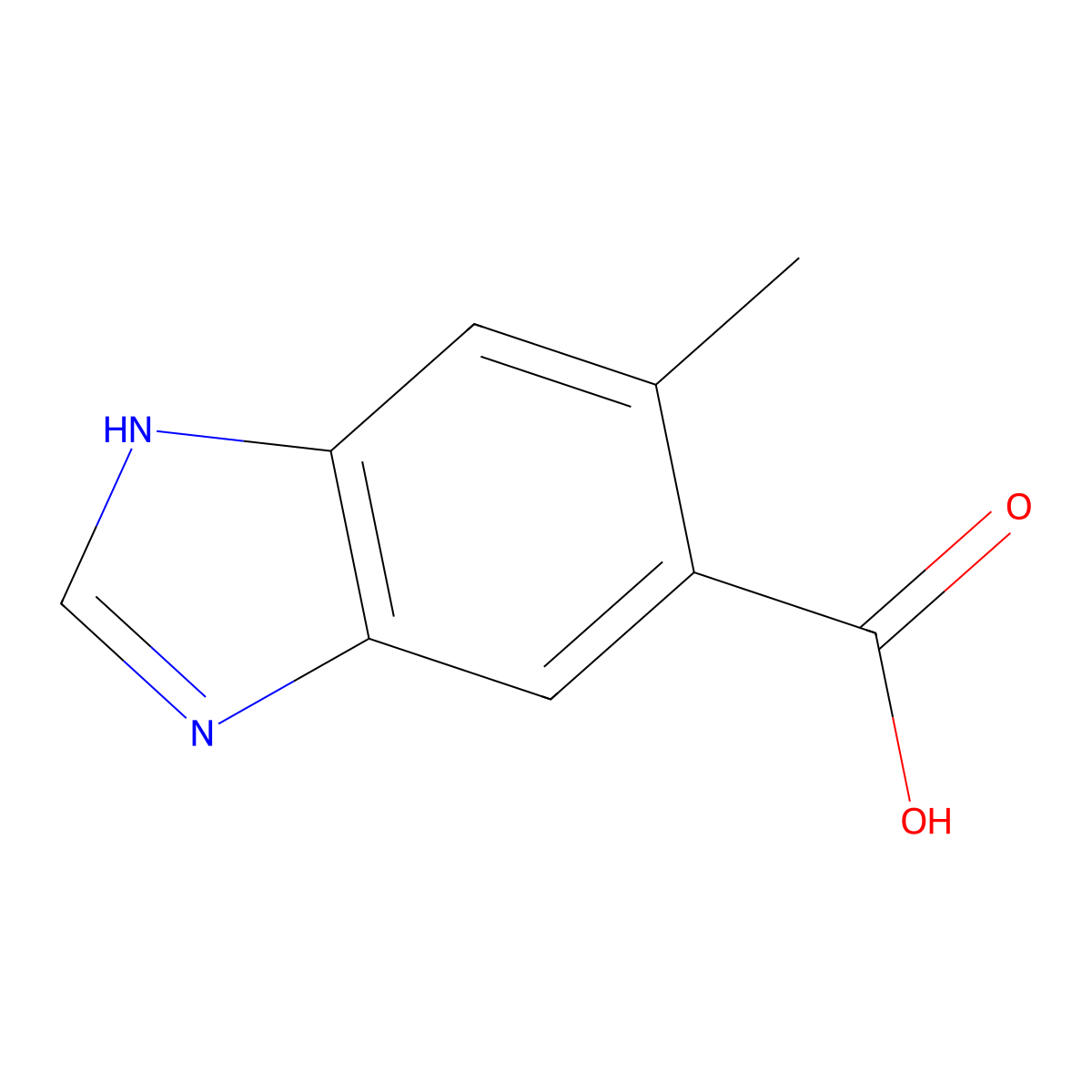 6-Methyl-1H-benzimidazole-5-carboxylic acid molecular structure, CAS 10351-76-5