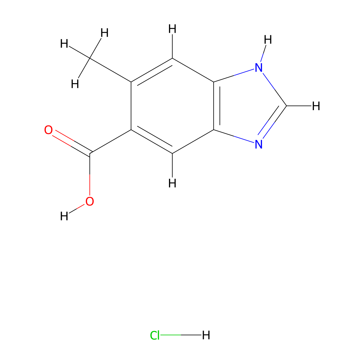 6-Methylbenzimidazole-5-carboxylic acid hydrochloride molecular structure, CAS 10351-77-6