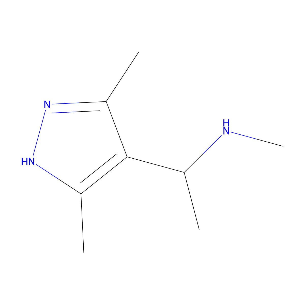 Pyrazole, 3,5-dimethyl-4-(1-methylamino)ethyl- molecular structure, CAS 1035104-75-6