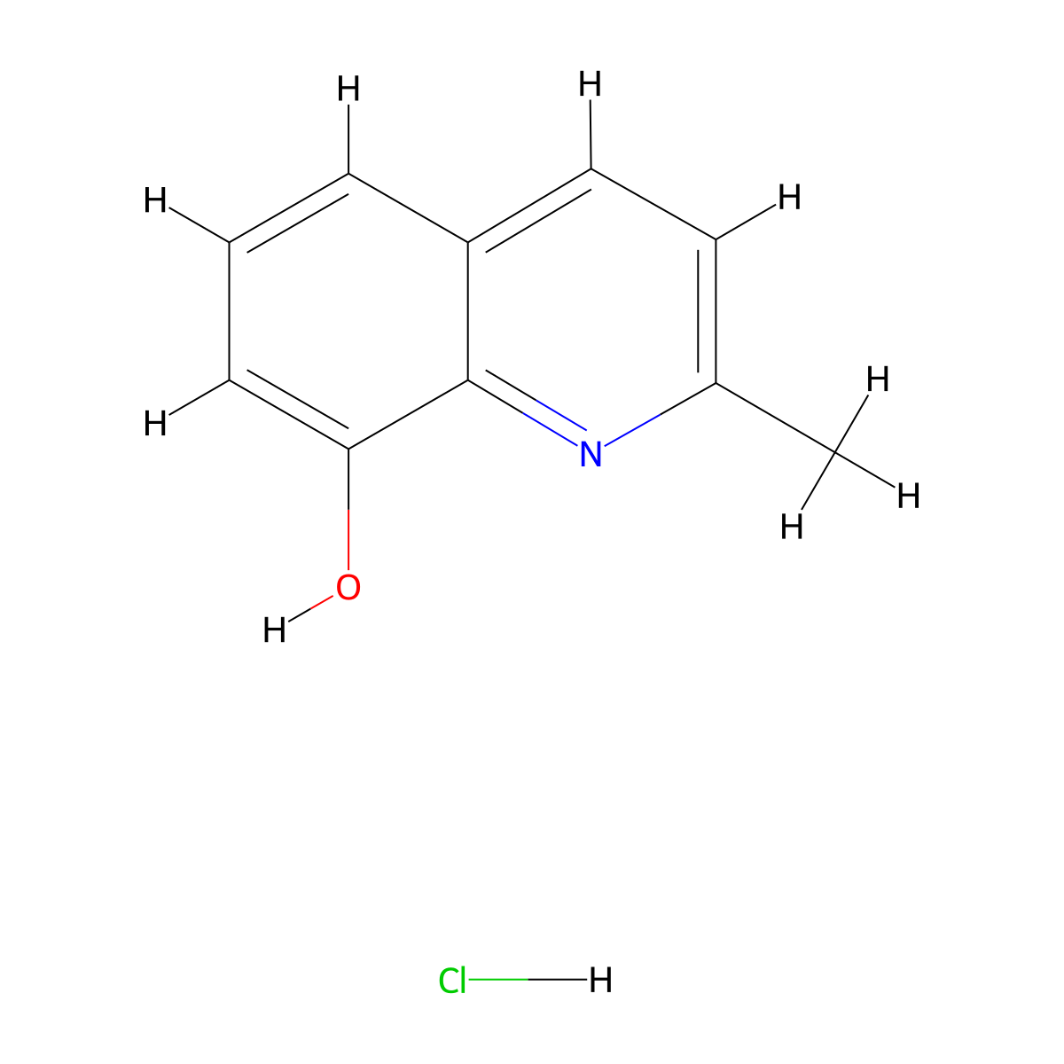 8-Quinolinol, 2-methyl-, hydrochloride (1:1) molecular structure, CAS 10352-27-9