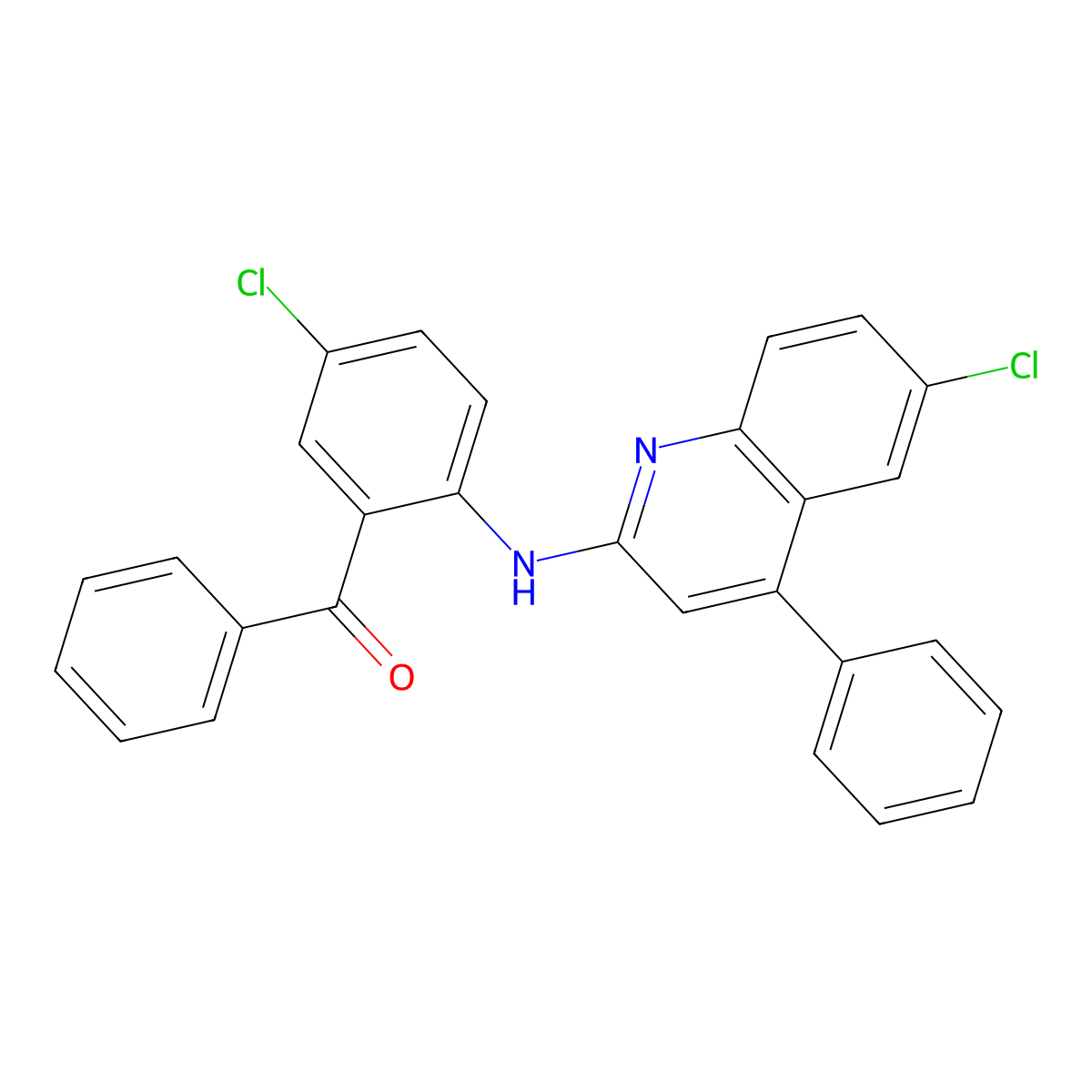 [5-Chloro-2-(6-chloro-4-phenyl-quinolin-2-ylamino)-phenyl]-phenyl-methanone molecular structure, CAS 10352-31-5
