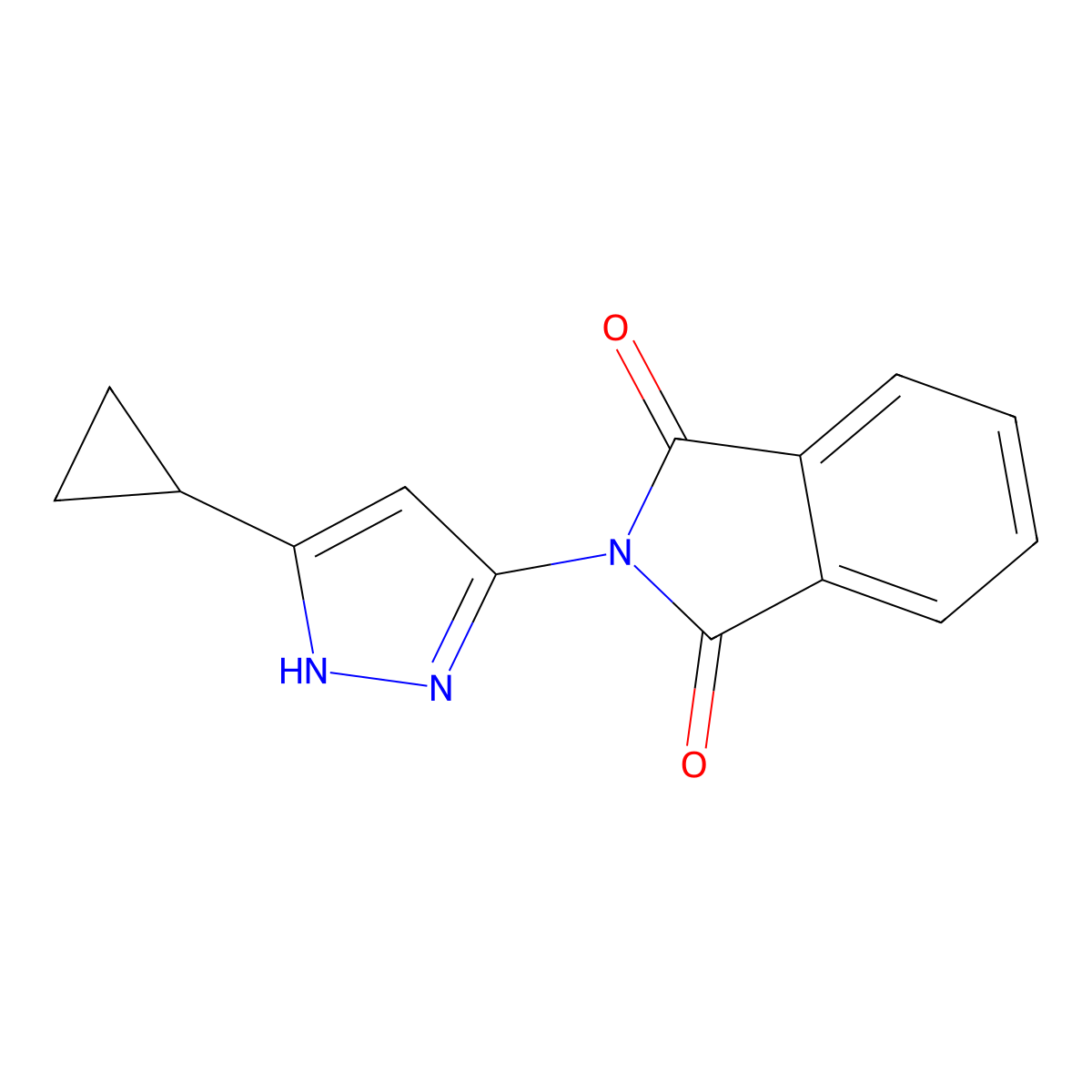 2-(5-cyclopropyl-1H-pyrazol-3-yl)isoindoline-1,3-dione molecular structure, CAS 1035201-79-6