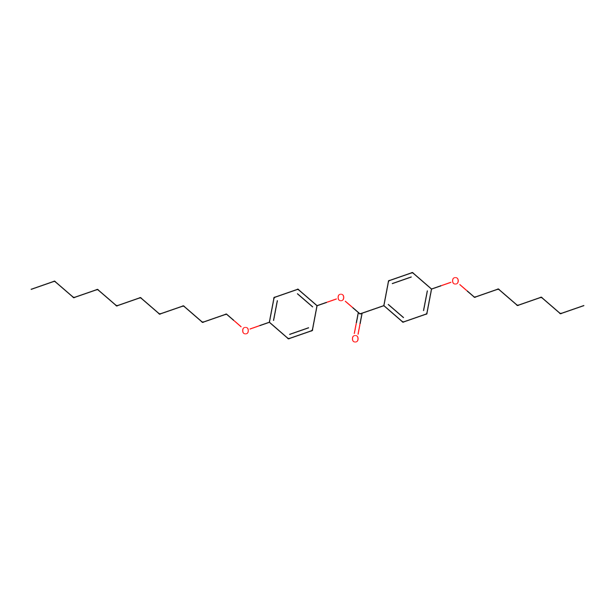 Benzoic acid, 4-(hexyloxy)-, 4-(decyloxy)phenyl ester molecular structure, CAS 103521-22-8