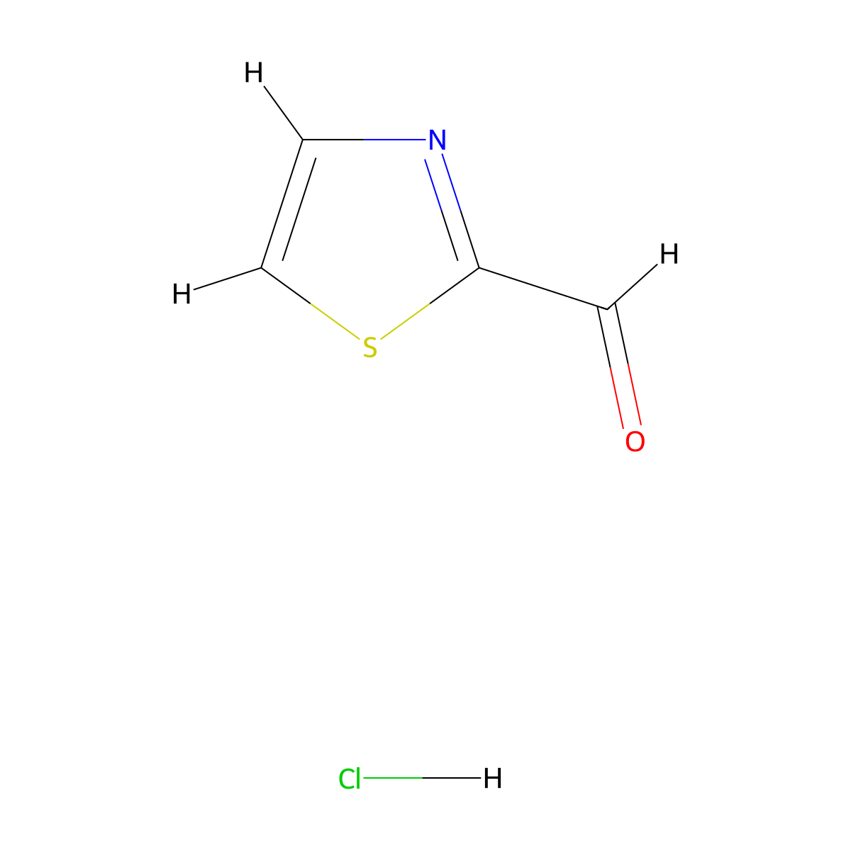 Thiazole-2-carbaldehyde hydrochloride molecular structure, CAS 1035220-00-8